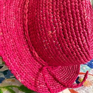 NWT Raffia Hot Pink Sun Hat by Anthropologie size All